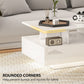 Coffee Table with RGB LED Lights, Modern Living Room Table with 4 Drawers, Open Shelf, Remote Control, High Gloss White
