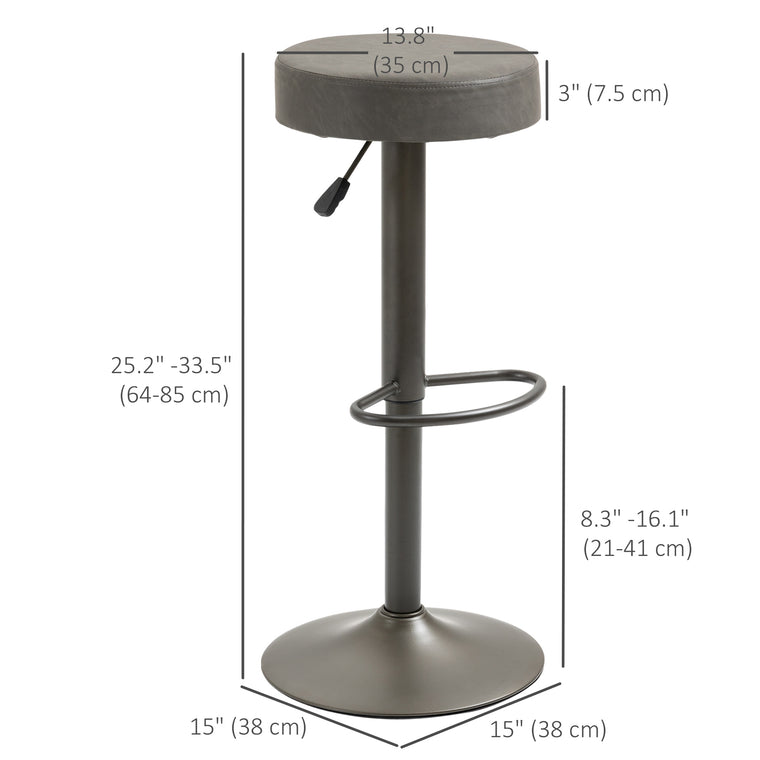 Set of 2 Adjustable Swivel Bar Stools with Footrest