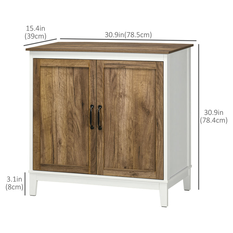 Farmhouse Sideboard with 2 Doors and Shelves - Dark Oak