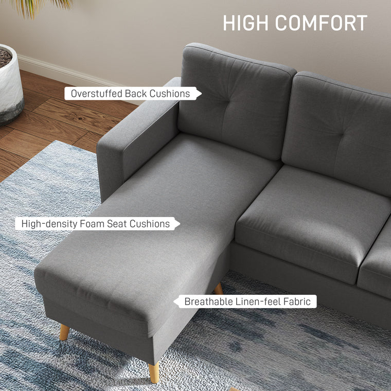 Modern L-Shaped Sectional with Reversible Chaise - Dark Grey