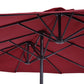 15ft Double-sided Patio Umbrella with Twin Canopy, Extra Large Outdoor Parasol with Crank for Pool, Deck, Market, Wine Red