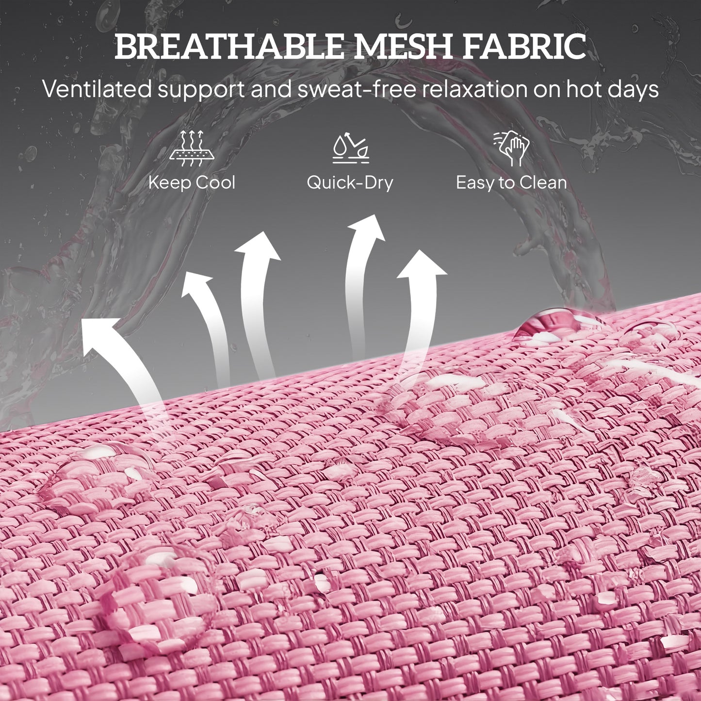Outdoor Lounge Chair, Portable Reclining Seat, Folding Chaise Lounge, Tanning Chair Bed with Pillow, Pink