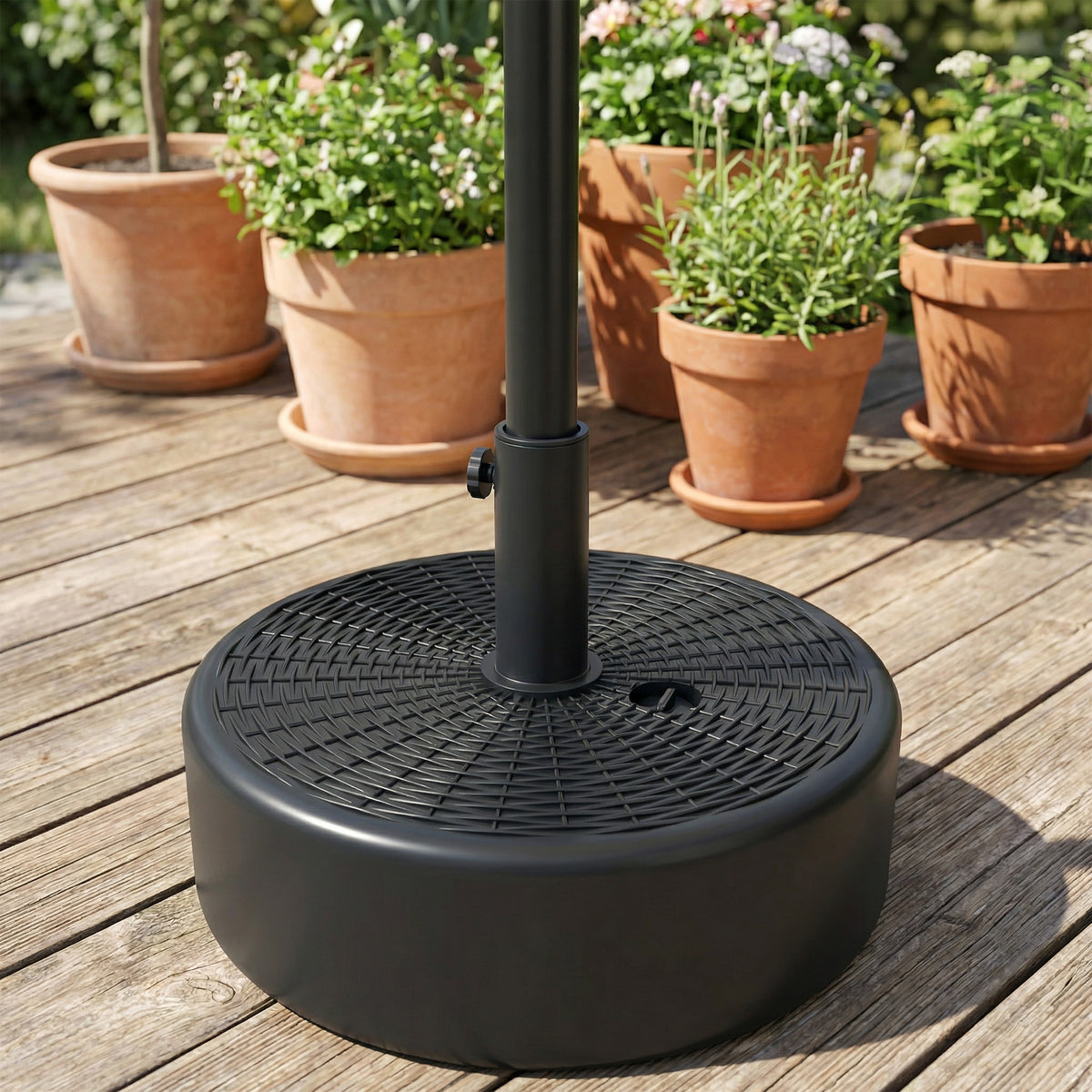 Black Patio Umbrella Base with Handle