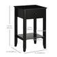 Side Table Set of 2, End Tables with Drawer and Bottom Shelf, 2-tier Nightstand for Bedroom, Living Room, Black