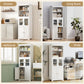 63" Small Buffet with Hutch, 4-Door Kitchen Pantry, Freestanding Storage Cabinet with Adjustable Shelf for Dining Room, Living Room, White