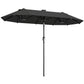10ft Double-Sided Patio Umbrella with 35 LED Lights, 12 ribs, Extra Large Outdoor Parasol with Twin Canopy, Dark Grey