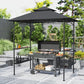 8' x 5' Barbecue Gazebo, 2-Tier BBQ Gazebo with 2 Side Shelves, Storage Basket, Hanging Hooks, Dark Grey