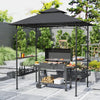 8' x 5' Dark Grey 2-Tier BBQ Gazebo with Side Shelves
