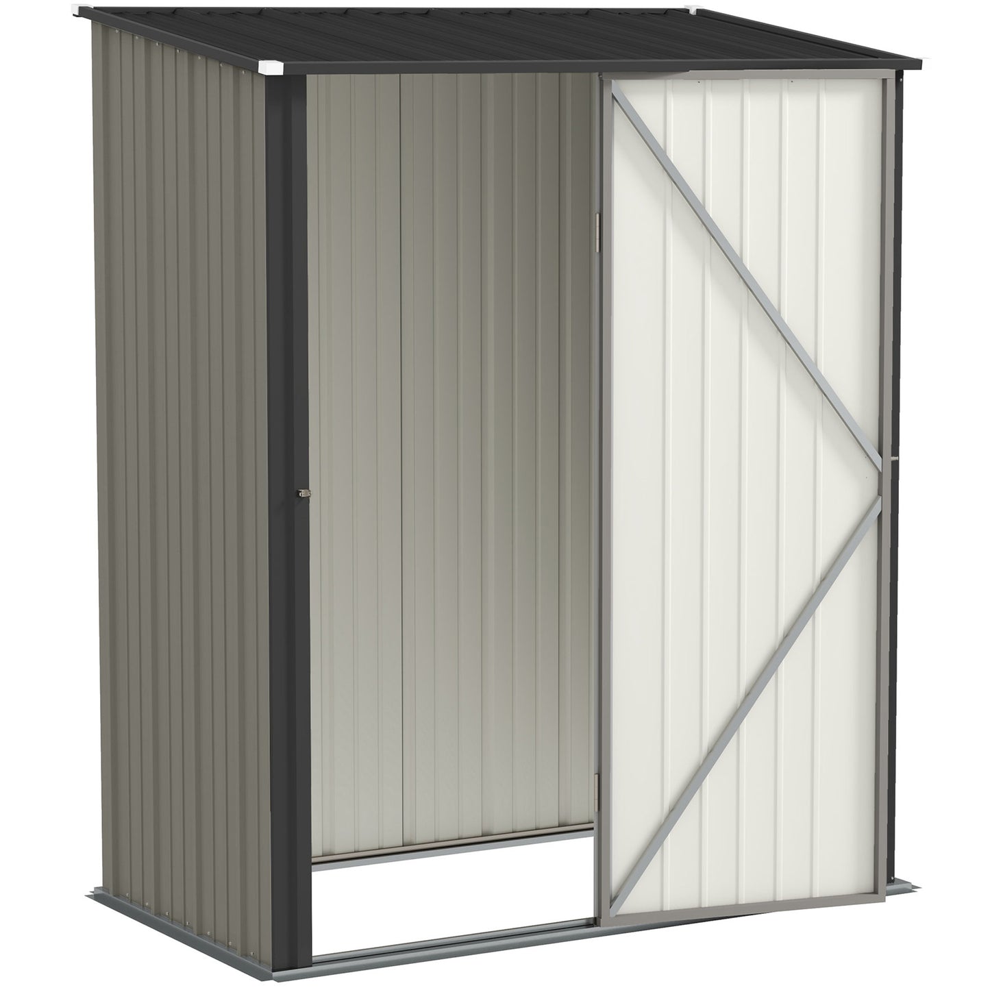 5' x 3' Outdoor Storage Shed, Steel Garden Shed with Single Lockable Door, Tool Storage Shed for Backyard, Grey