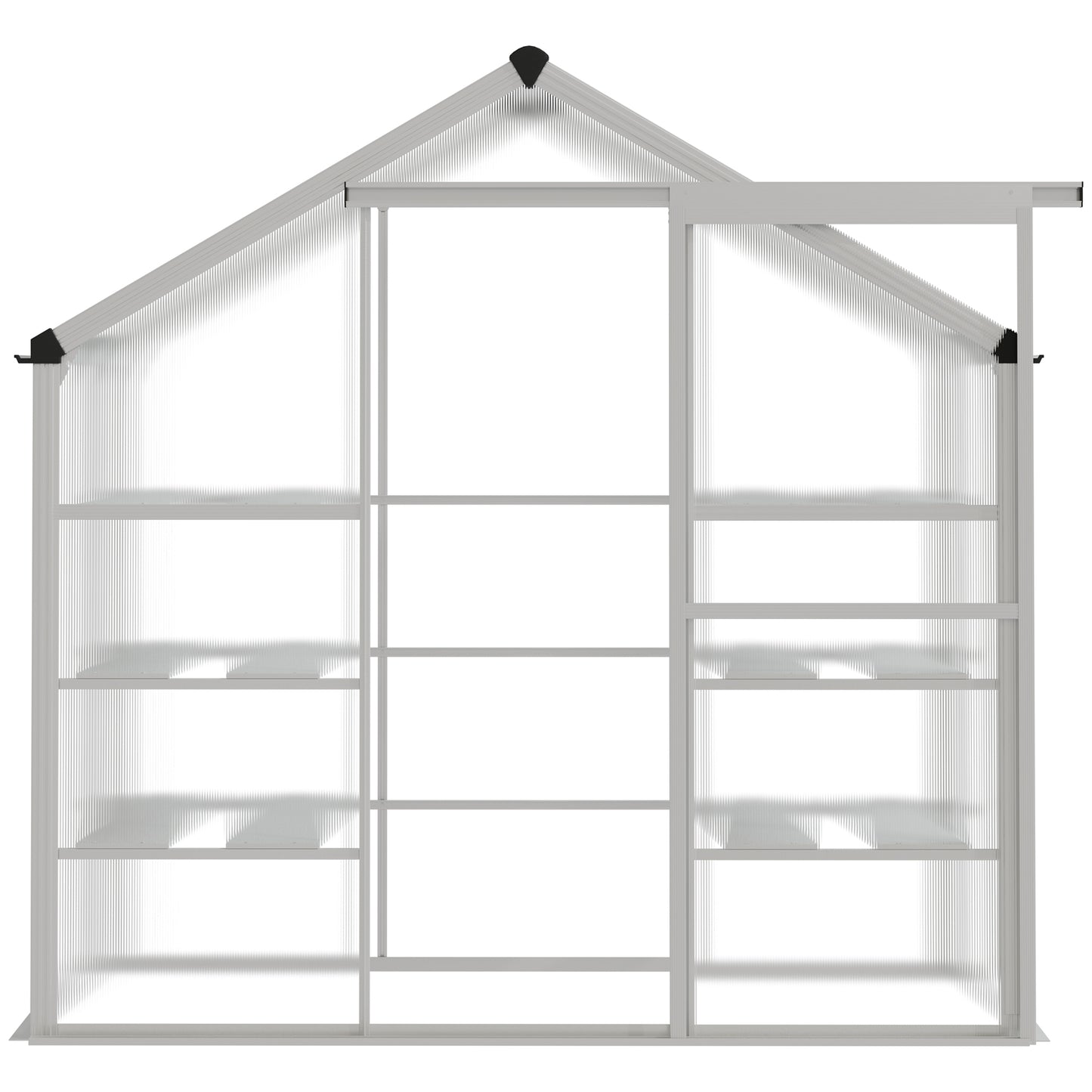 6.3' x 2.3' x 6.1' Outdoor Polycarbonate Greenhouse with 3-Tier Shelves, Cold Frame Greenhouse with Sliding Door and Aluminum Frame