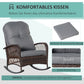 Rattan Rocking Chair, Outdoor Wicker Patio Rocker Chair Furniture with Thick Cushions, for Garden Backyard Porch, Grey