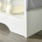 Upholstered Shoe Storage Bench w/ Seat, Entrance Bench w/ Drawer Open Shelves and Pocket for Hallway, White
