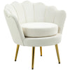 Velvet Club Accent Chair with Gold Legs - Cream White