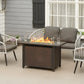 43" Outdoor Propane Gas Fire Pit Table, Wicker Patio Gas Firepit w/ Glass Wind Guard, 50,000 BTU CSA Certified Bronze