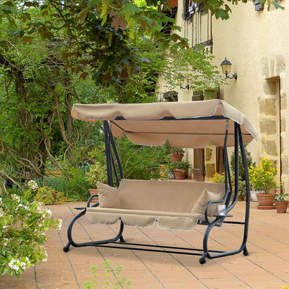 3-Seat Convertible Swing Bed with Canopy & Cup Holder