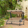 3-Seat Outdoor Patio Swing Chair, 2-in-1 Convertible Flat Bed, Canopy Swing with Adjustable Shade, Removable Cushions, Cup Holder, Beige