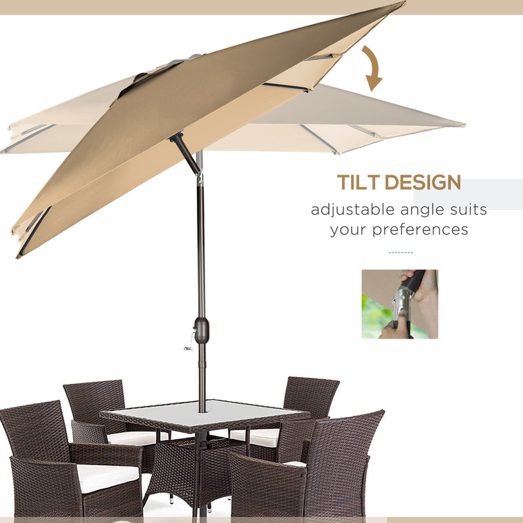 6.5x10ft Tan Rectangle Market Umbrella with Aluminum Frame