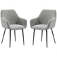 Dining Chairs Set of 2, Velvet-look Fabric Upholstered Kitchen Chairs with Backrest, Armrests and Steel Legs, Dark Grey