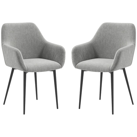 Velvet Dining Chairs Set of 2 with Armrests - Dark Grey