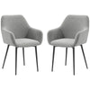 Velvet Dining Chairs Set of 2 with Armrests - Dark Grey