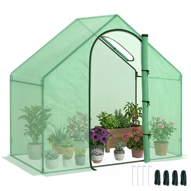 6' x 3.3' x 5.5' Walk-In Greenhouse with Door & Top Window