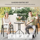 3 Pieces Bistro Set, Small Patio Furniture Set with Stackable Mesh Chairs, Glass Table for Garden, Light Mixed Brown