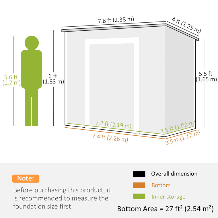 8' x 4' Resin Garden Shed with Lockable Doors and Vents