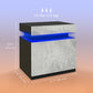 Nightstand, Bedside Table with LED Lights and 2 Drawers for Bedroom, Living Room, Cement Grey