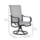 Patio Dining Chairs Set of 2, 360° Swivel Rocking Outdoor Chairs with Armrests, Breathable Mesh, Navy Blue