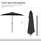 9ft Half Round Umbrella Outdoor Patio Garden Balcony Parasol Window Sun Shade w/ 5 Ribs Black