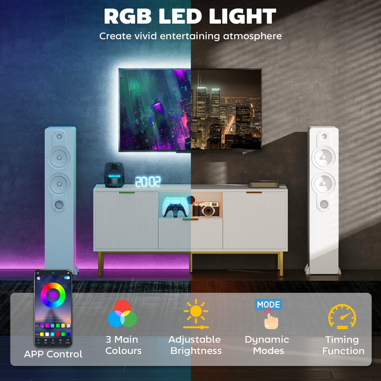 TV Console with RGB LED Lights and Soft-Close Doors