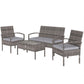 4 Pieces Patio Furniture Set with A Loveseat, Two Armchairs and A Coffee Table, Outdoor Conversation Set, Light Grey