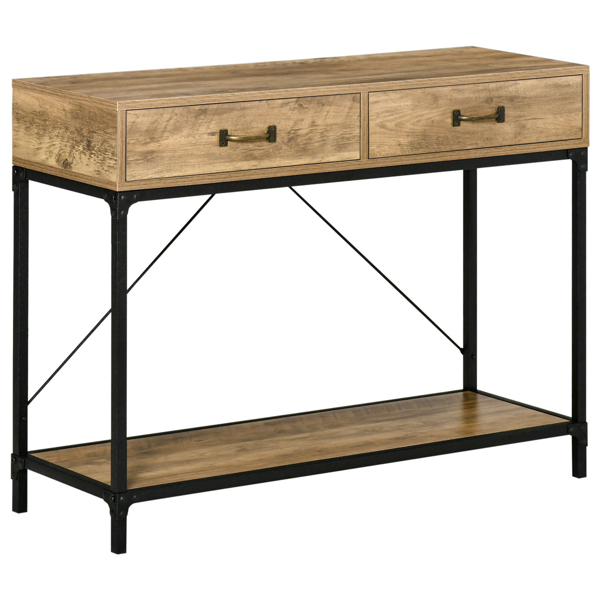 39" Vintage Console Table, Narrow Entryway Table with Drawers, Storage Shelf for Behind Couch, Living Room, Hallway, Bedroom, Brown