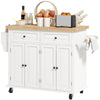 Rolling Kitchen Island Cart with Wood Top - Cream White
