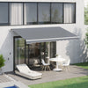 13' x 8' Manual Retractable Patio Awning Sun Shade Outdoor Deck Window Door Canopy Shelter Aluminum Frame Grey