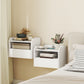 Wall Mounted Bedside Table, Set of 2 Floating Nightstand with Charging Station, Drawer and Open Shelf for Bedroom, White