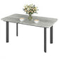 Outdoor Garden Coffee Table, Patio Table with Slatted Wood Plastic Composite Top and Steel Frame, Grey