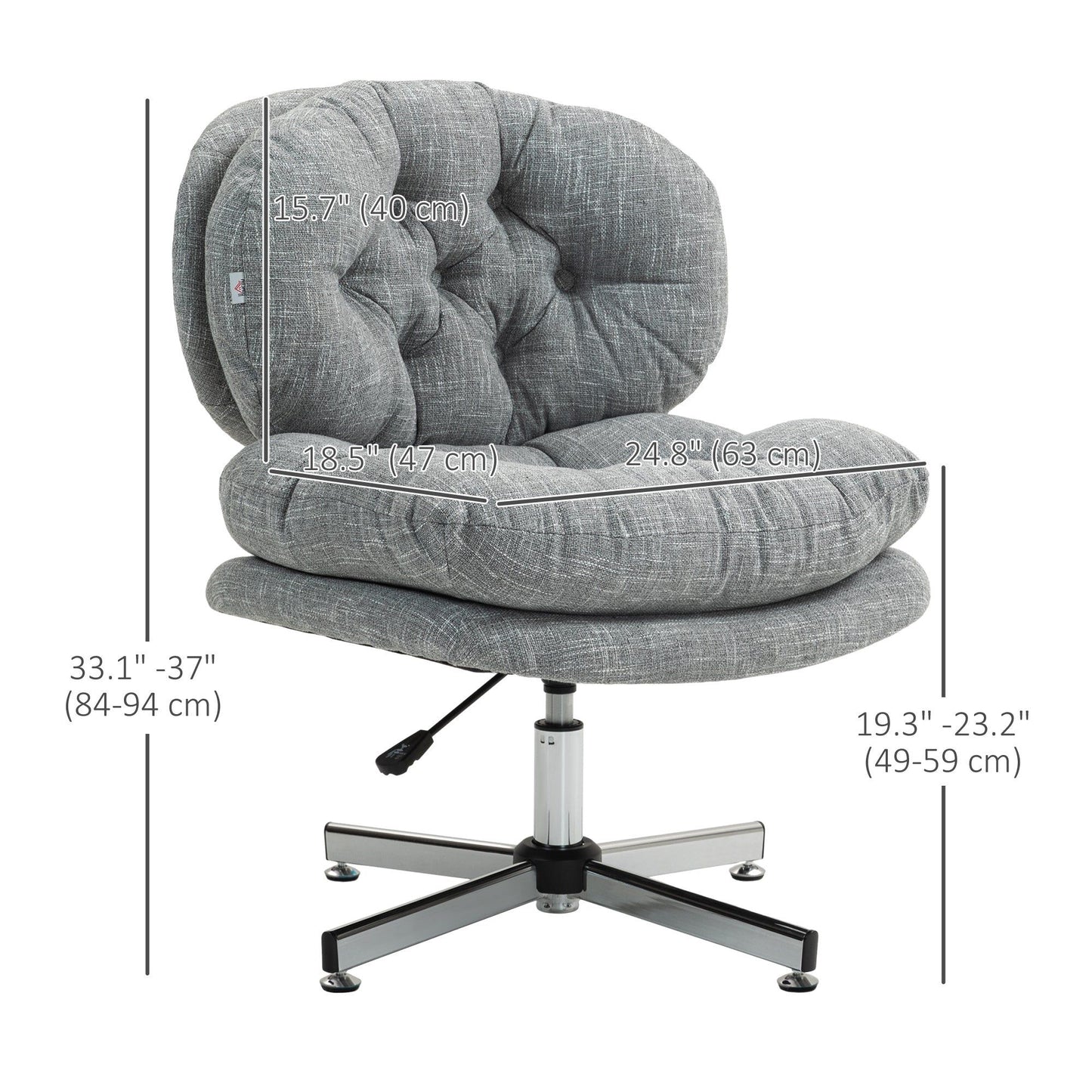 Armless Office Chair with Adjustable Height - Grey