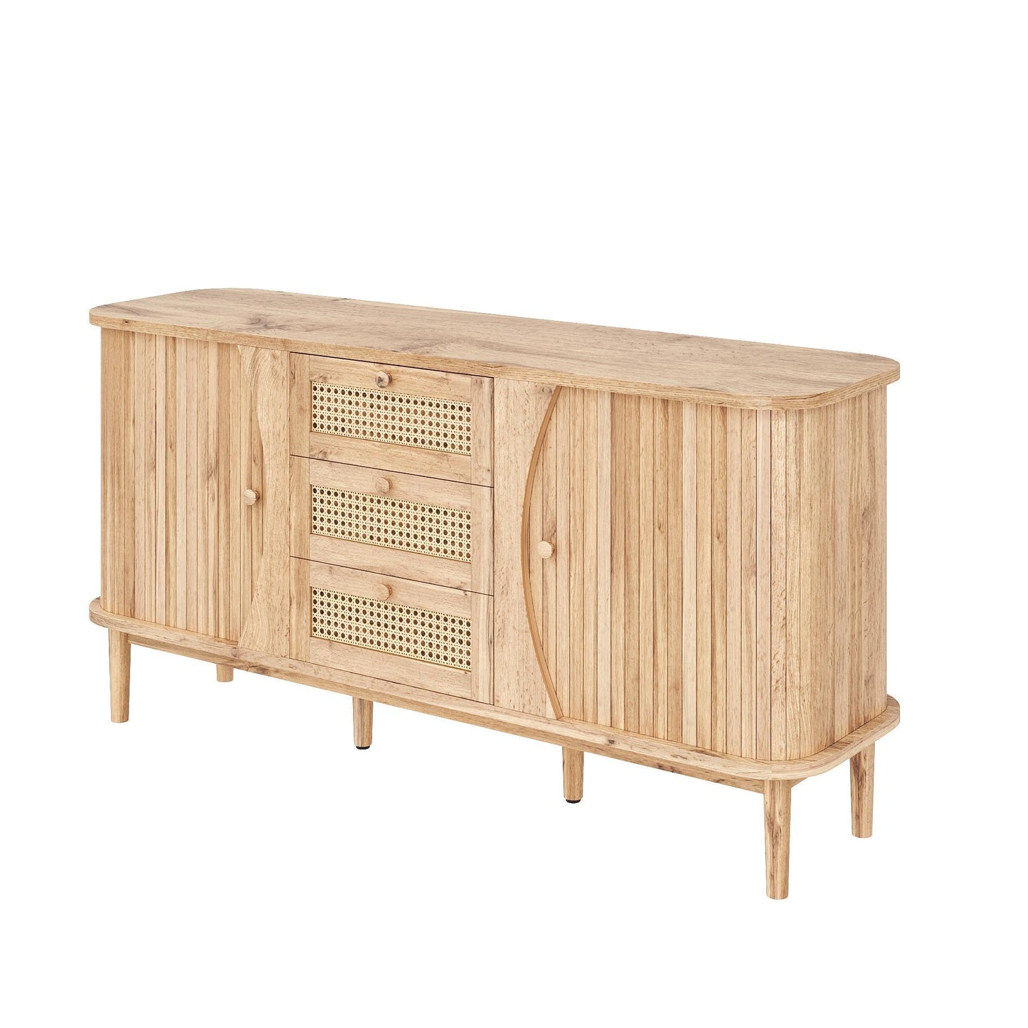 Versatile Sideboard with 3 Drawers, 2 Doors and Adjustable Shelves, Stylish Cabinet for Living or Dining Room,55.5'' L x 16'' W x 30'' H, Wood