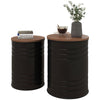 Round Nesting Side Tables Set of 2 with Storage - Black