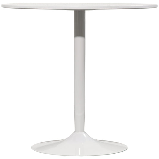 Round Dining Table for 2 with Steel Base - White