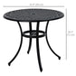 35.5" Round Outdoor Dining Table for 2-4, Cast Aluminum Garden Patio Table with 2" Umbrella Hole, Grid Top, Black
