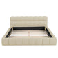 Queen Size Upholstered Bed with MDF & Particleboard Frame, Low-Profile Grounded Bed with Wooden Slats, 87.5'' L x 66.5'' W x 23.5'' H, Beige