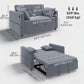 3‑in‑1 Convertible Sofa Bed, Pull Out Sleeper Sofa with USB Charging, Adjustable Backrest, Side Pockets, Dark Grey