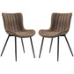 PU Leather Dining Chairs Set of 2 with Steel Legs - Brown