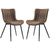 PU Leather Dining Chairs Set of 2 with Steel Legs - Brown