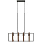 Farmhouse Kitchen Island Lighting, Linear Pendant Light with 4 Rotatable Frames and Adjustable Height, Walnut