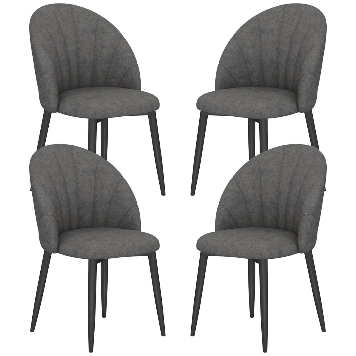 Upholstered Dining Chairs Set of 4 - Dark Grey