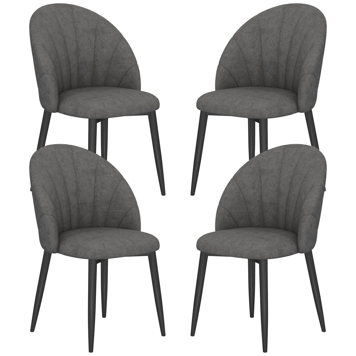 Upholstered Dining Chairs Set of 4 - Dark Grey