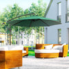 9.7ft Offset Patio UmbrellaCantilever Parasol with Crank Handle, 8 Ribs and Cross Base for Outdoor, Sun Shade, Green